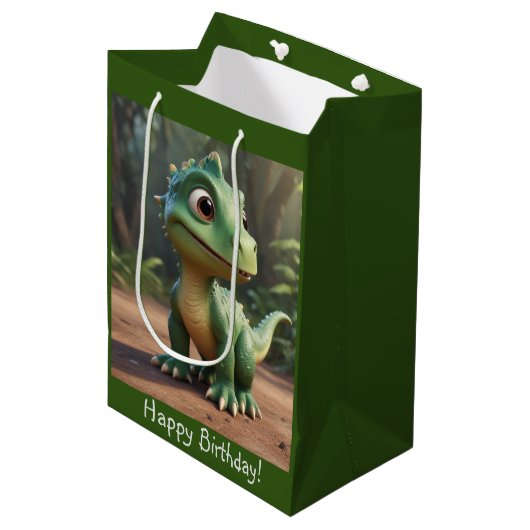 Cute Dinosaur Medium Cadeauzakje (Voorkant Gekanteld)