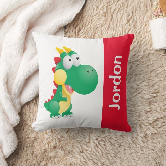 Cute Dinosaur met de Naam van de Douane Kussen (Deken)