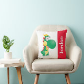 Cute Dinosaur met de Naam van de Douane Kussen (Stoel)
