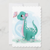 Cute Dinosaur met roze pony Baby Girl Shower Kaart (Achterkant)