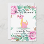 Cute Dinosaur met roze pony Baby Girl Shower Kaart (Voorkant)