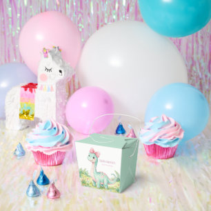 Cute Dinosaur Met Roze Strik Baby Shower Bedankdoosjes