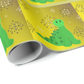 Cute Dinosaur met Snowflakes Cadeaupapier (Rol Hoek)