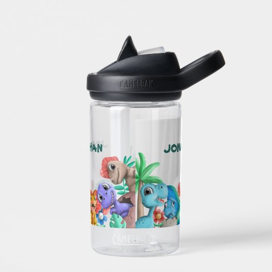 Cute Dinosaur Monogram name Waterfles (Links)