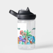 Cute Dinosaur Monogram name Waterfles (Rechts)