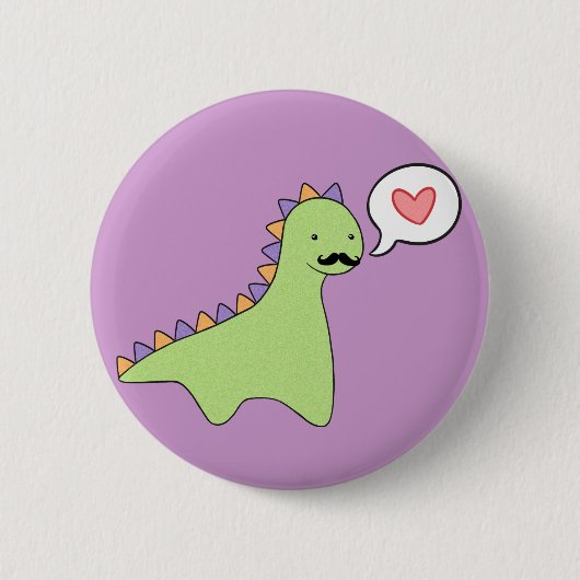 Cute Dinosaur Mustache Ronde Button 5,7 Cm (Voorkant)