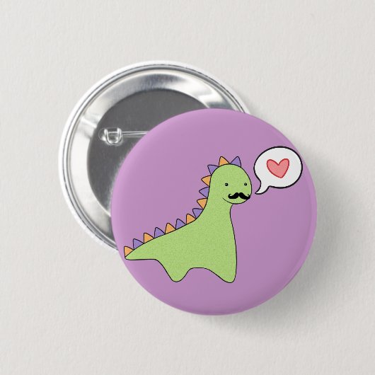 Cute Dinosaur Mustache Ronde Button 5,7 Cm (Voorkant /achterkant)