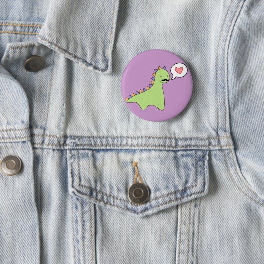 Cute Dinosaur Mustache Ronde Button 5,7 Cm (In situ)