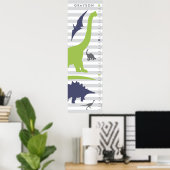 Cute Dinosaur Nursery Growth Chart - Dino Decor Poster (Thuiskantoor)