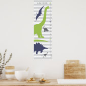 Cute Dinosaur Nursery Growth Chart - Dino Decor Poster (Keuken)