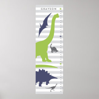 Cute Dinosaur Nursery Growth Chart - Dino Decor Poster