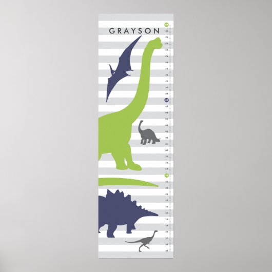 Cute Dinosaur Nursery Growth Chart - Dino Decor Poster (Voorkant)