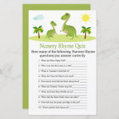 Cute Dinosaur Nursery Rhyme Quiz baby shower game (Voorkant / Achterkant)