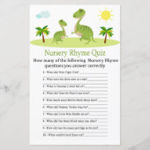 Cute Dinosaur Nursery Rhyme Quiz baby shower game (Voorkant)