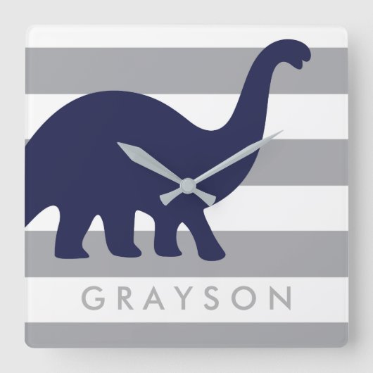 Cute Dinosaur Nursery Wall Clock - Dinosaur Baby Vierkante Klok (Voorkant)