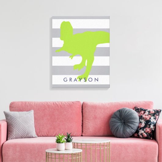Cute Dinosaur Nursery Wrapped Canvas - Wall Art Afdruk (Insitu (Woonkamer))