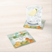 Cute Dinosaur Oerwoud Foliage 3rd Birthday Kartonnen Onderzetters (Insitu)