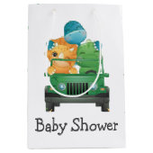 Cute Dinosaur Oerwoud Safari Baby shower Medium Cadeauzakje (Voorkant)