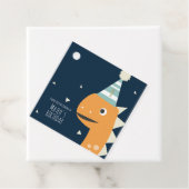 Cute Dinosaur One First Birthday Faux Gold Bedankjes Labels (In situ)