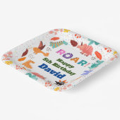 Cute Dinosaur over de borden van verjaardagsfeestj Papieren Bordje (Gebogen)