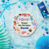 Cute Dinosaur over de tableware Pap voor verjaarda Papieren Bordje (Feest)