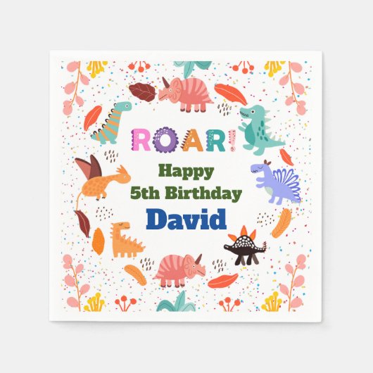 Cute Dinosaur over de tableware van verjaardagsfee Servet (Voorkant)