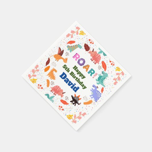 Cute Dinosaur over de tableware van verjaardagsfee Servet (Hoek)