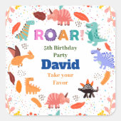 Cute Dinosaur over Stickers van verjaardagsfeestje (Voorkant)