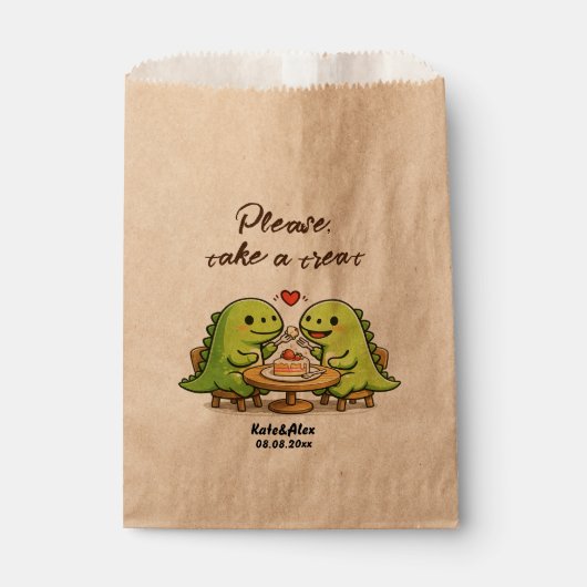 Cute Dinosaur Paar Trouwtreat Bedankzakje (Voorkant)