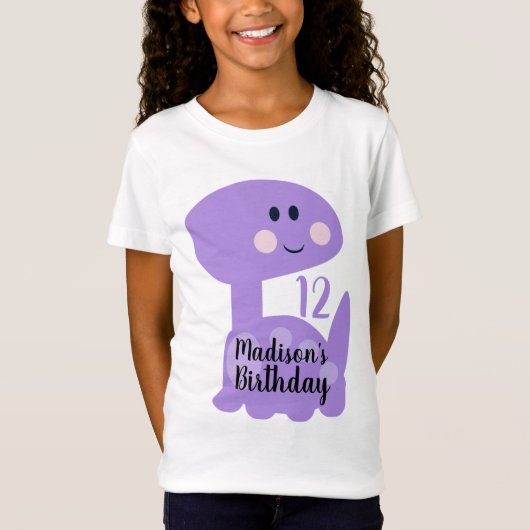 Cute Dinosaur Paars Birthday Party T-Shirt (Voorkant)