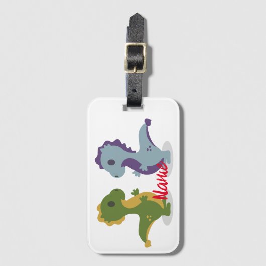 Cute Dinosaur Pair Thunder_Cove Bagagelabel (Voorkant (verticaal))