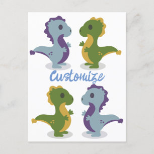 Cute Dinosaur Pair Thunder_Cove Briefkaart
