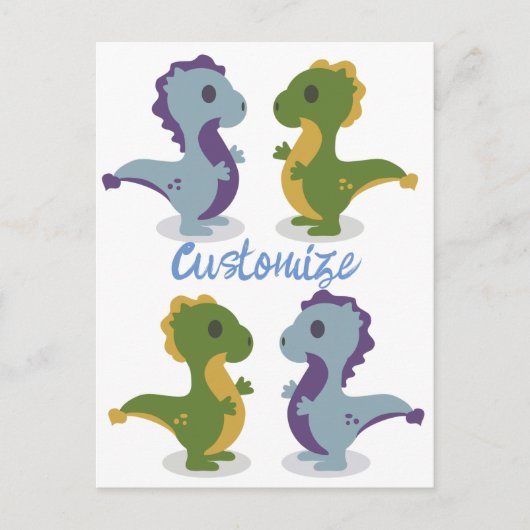 Cute Dinosaur Pair Thunder_Cove Briefkaart (Voorkant)