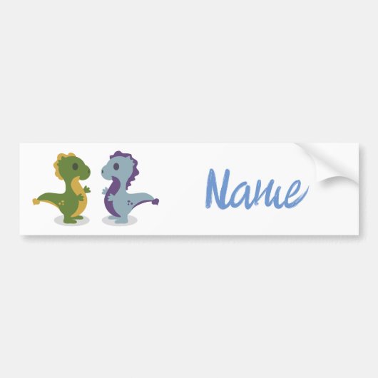 Cute Dinosaur Pair Thunder_Cove Bumpersticker (Voorkant)