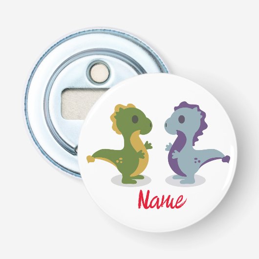 Cute Dinosaur Pair Thunder_Cove Button Flesopener (Voorkant)