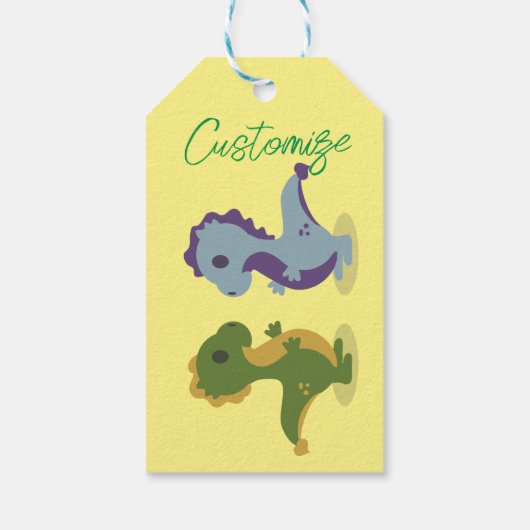 Cute Dinosaur Pair Thunder_Cove Cadeaulabel (Achterkant)