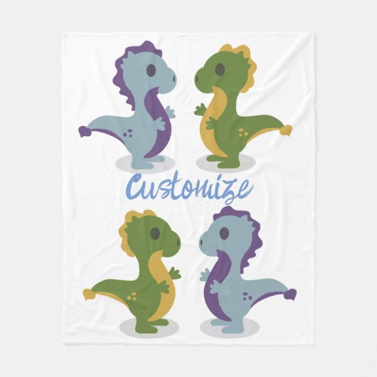 Cute Dinosaur Pair Thunder_Cove Fleece Deken (Voorkant)
