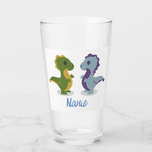 Cute Dinosaur Pair Thunder_Cove Glas (Voorkant)