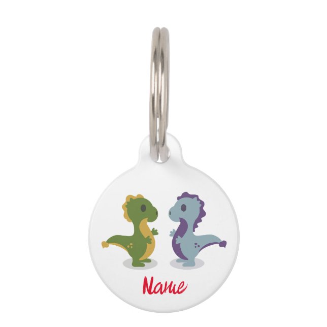 Cute Dinosaur Pair Thunder_Cove Huisdierpenning (Voorkant)