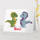 Cute Dinosaur Pair Thunder_Cove Kaart (Gele Bloem)