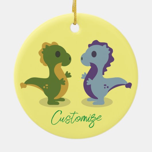Cute Dinosaur Pair Thunder_Cove Keramisch Ornament (Achterkant)