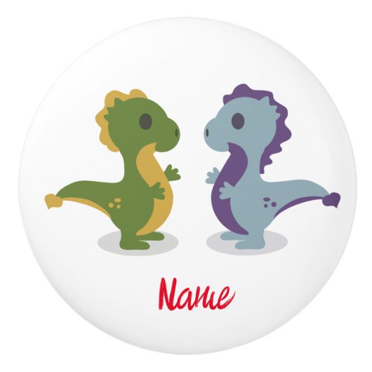 Cute Dinosaur Pair Thunder_Cove Keramische Knop (Voorkant)
