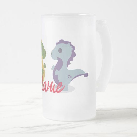 Cute Dinosaur Pair Thunder_Cove Matglas Bierpul (Voorkant rechts)