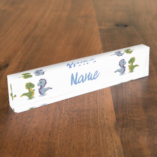 Cute Dinosaur Pair Thunder_Cove Naambordje (Zijkant)
