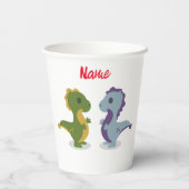 Cute Dinosaur Pair Thunder_Cove Papieren Bekers (Achterkant)