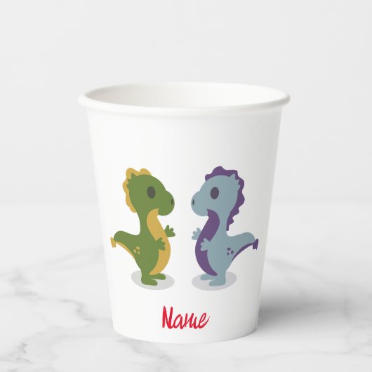 Cute Dinosaur Pair Thunder_Cove Papieren Bekers (Voorkant)