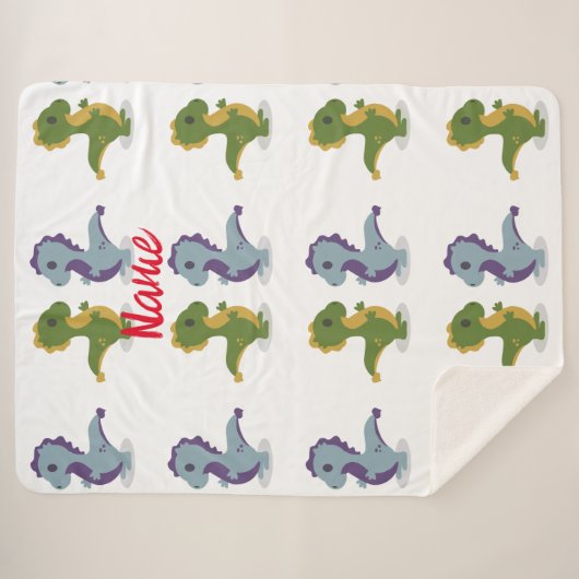 Cute Dinosaur Pair Thunder_Cove Sherpa Deken (Voorkant (horizontaal))