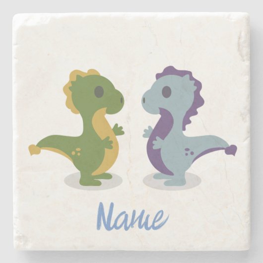 Cute Dinosaur Pair Thunder_Cove Stenen Onderzetter (Voorkant)