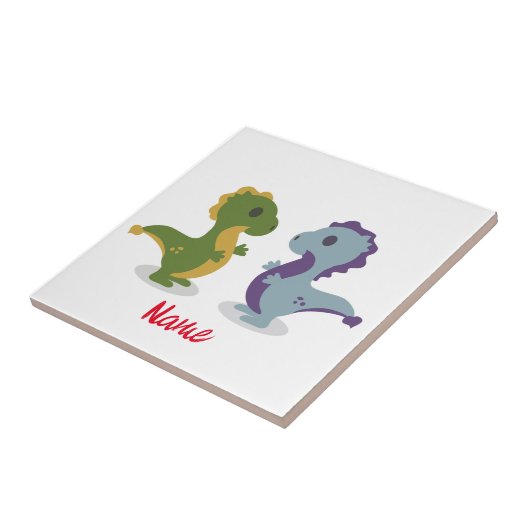 Cute Dinosaur Pair Thunder_Cove Tegeltje (Zijkant)