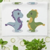 Cute Dinosaur Pair Thunder_Cove Theedoek (Gevouwen)